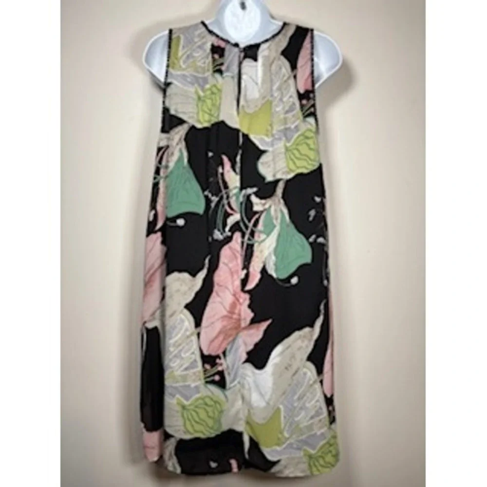 UMGEE Shift Dress Medium Black Pink Floral Sleeveless Summer Garden Party Boho - Picture 4 of 7